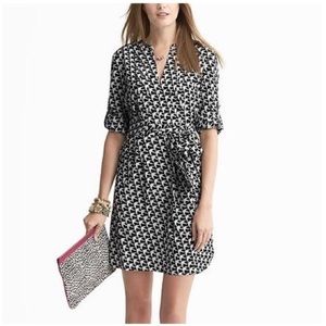 Belted Shirt Dress - Graphic Sparrow Print, pintuck detail - Banana Republic